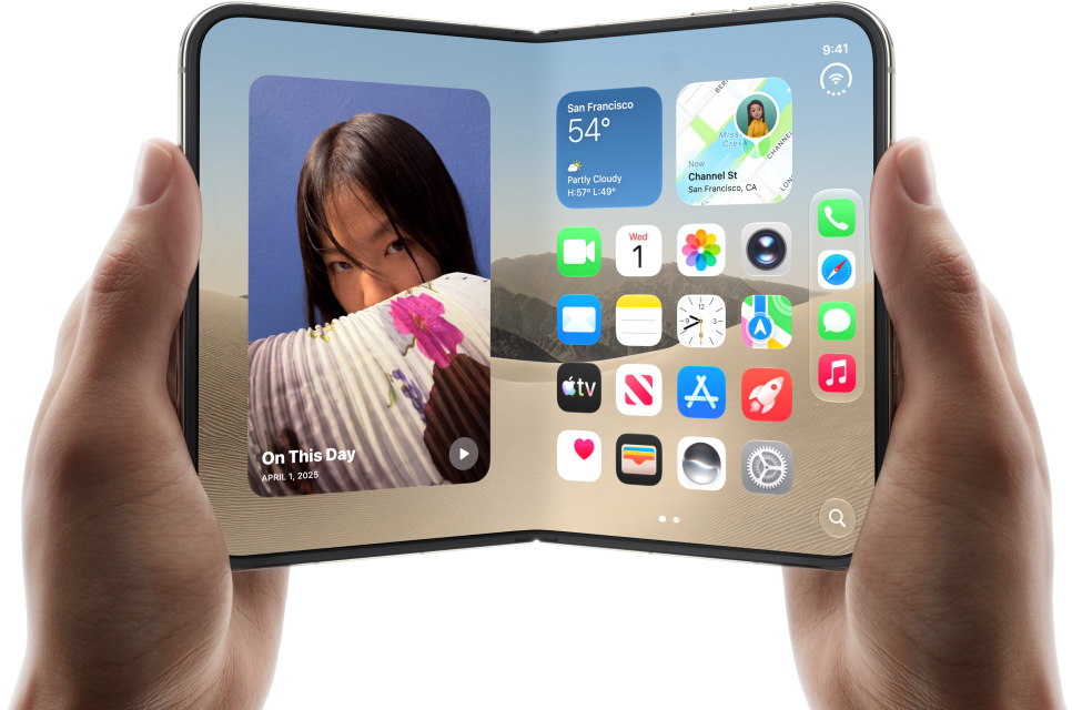 Open iPhone Duo with a foldable screen