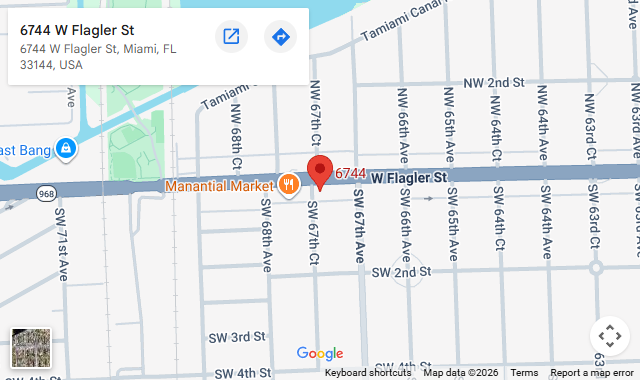 Mapa de 6744 W Flagler St, Miami, FL 33144. Abrir indicaciones en Google Maps.